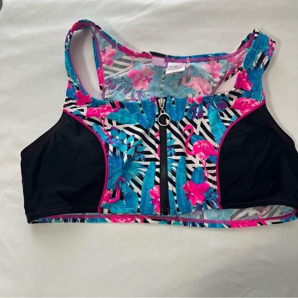 YMI Women’s Large 2 Piece Swimsuit Vibrant Tropical Flamingo Swimwear Set - Picture 7 of 11